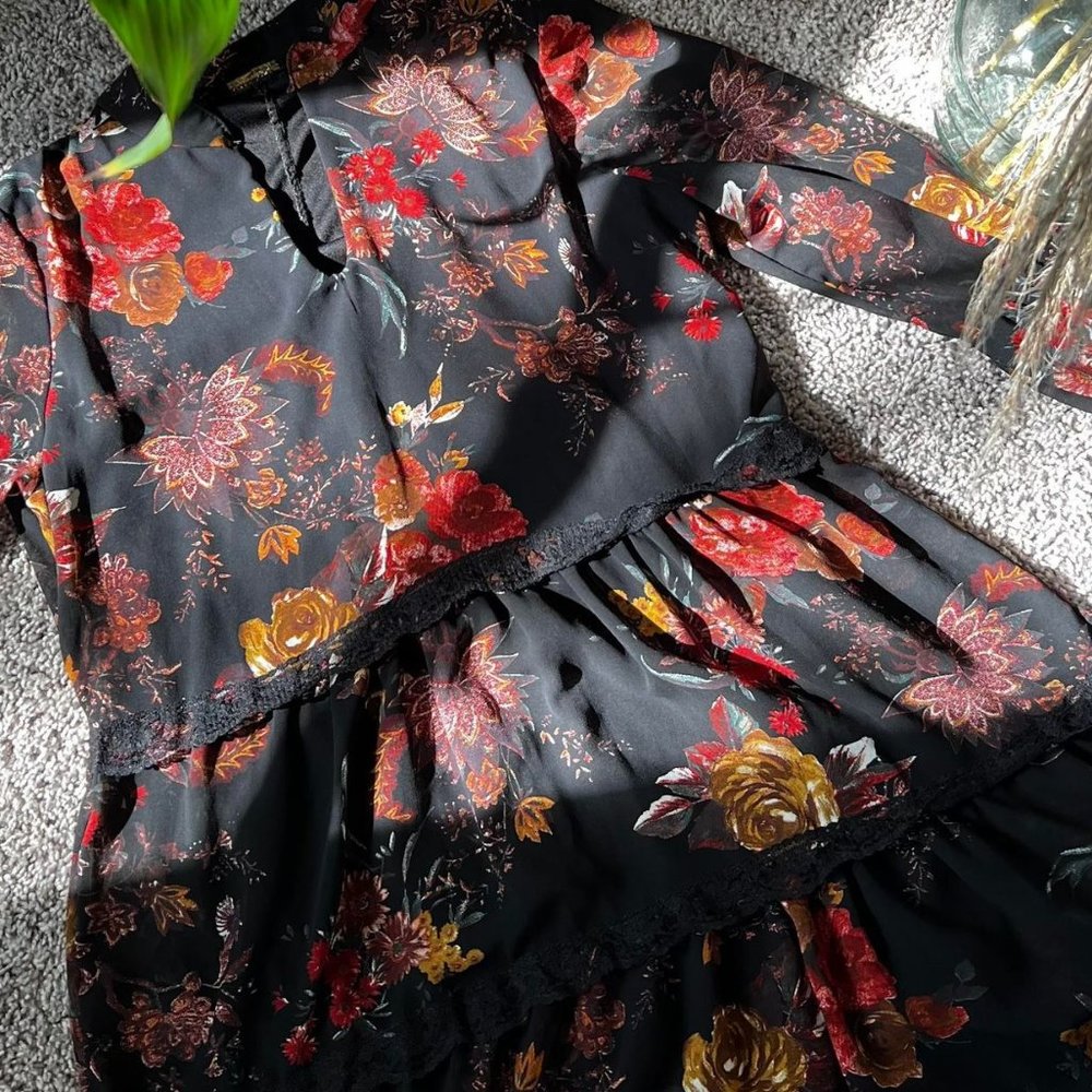 Black flower dress